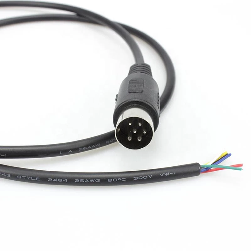 6 Cores 6 Pin Din Male Biex tiftaħ Pigtail Midi Cable Għal Sistema ta 'Konfer...